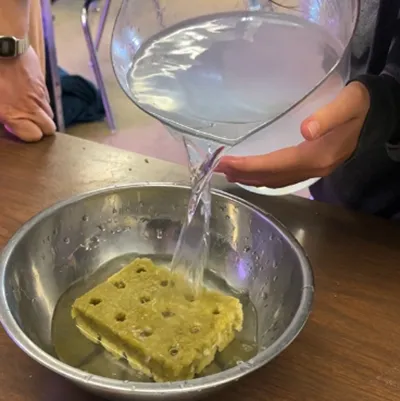 Soaking the growing blocks in water